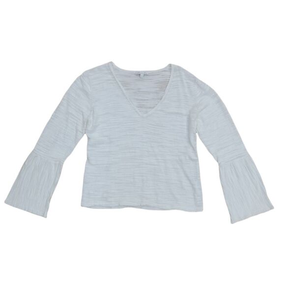 Minnie Rose Boho White Bell Sleeve V-neckline Shirt L - Picture 5 of 15